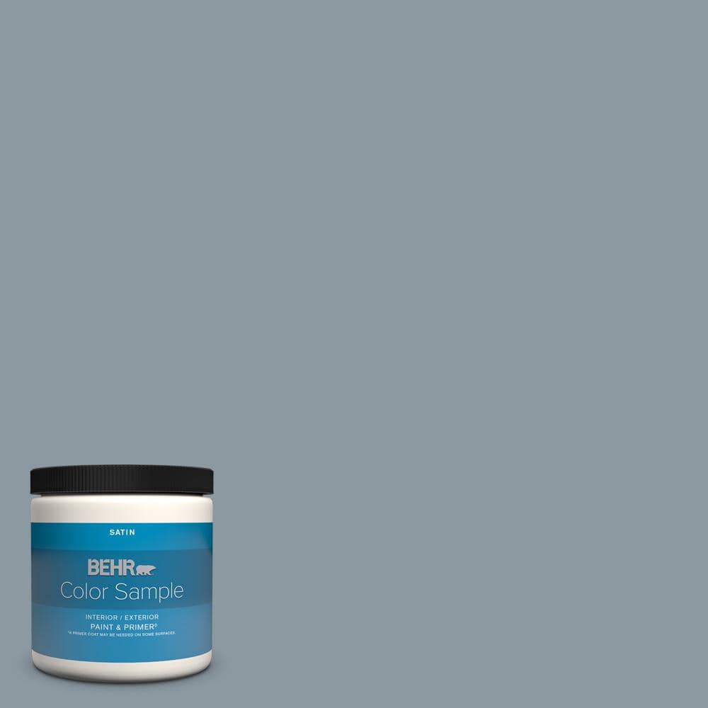 BEHR PREMIUM PLUS 8 oz. N4904 Teton Blue Satin Enamel BEHR PREMIUM PLUS 8 oz. N4904 Teton Blue Satin Enamel
