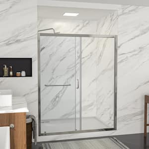 60 in. W x 72 in. H Semi-Frameless Single Sliding Shower Door/Enclosure in Chrome with Clear Glass