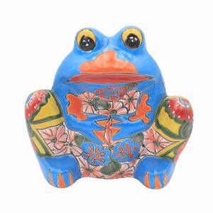 Talavera 10 in. Multi-Colored Ceramic Frog Planter