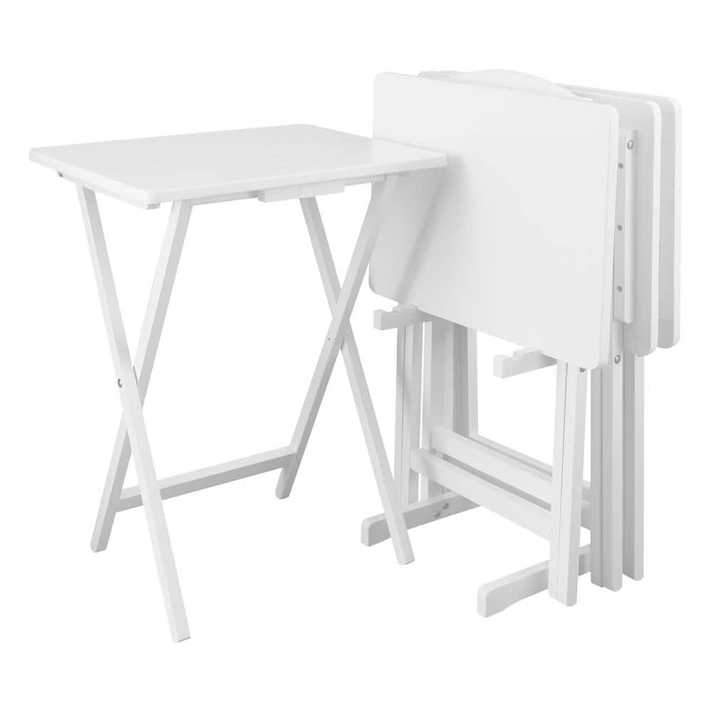 Home Basics Mind your Manners Multi-Purpose Foldable TV Tray Table, White, FURNITURE