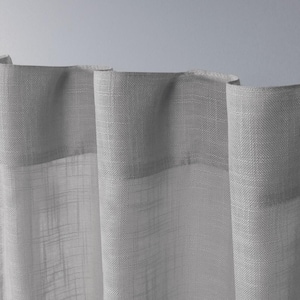 Bella Silver Solid Sheer Hidden Tab / Rod Pocket Curtain, 54 in. W x 84 in. L (Set of 2)