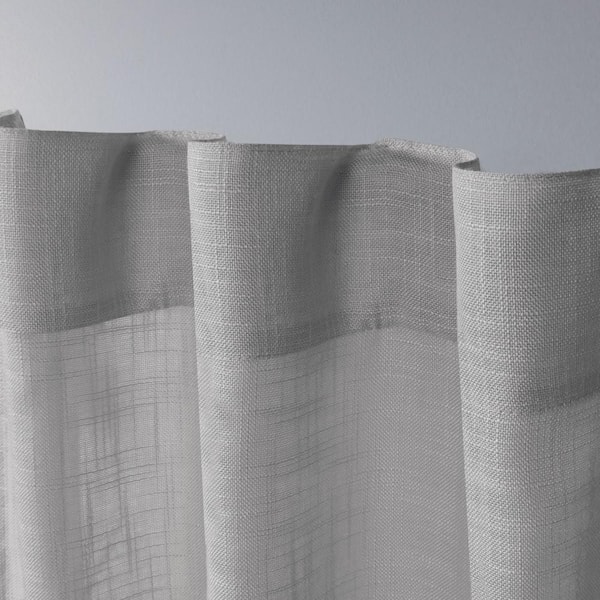 Bella Silver Solid Sheer Hidden Tab / Rod Pocket Curtain, 54 in. W x 96 in. L (Set of 2)