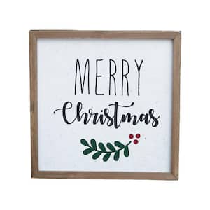 15.75 in. Brown Wood Framed Merry Christmas Wall Sign