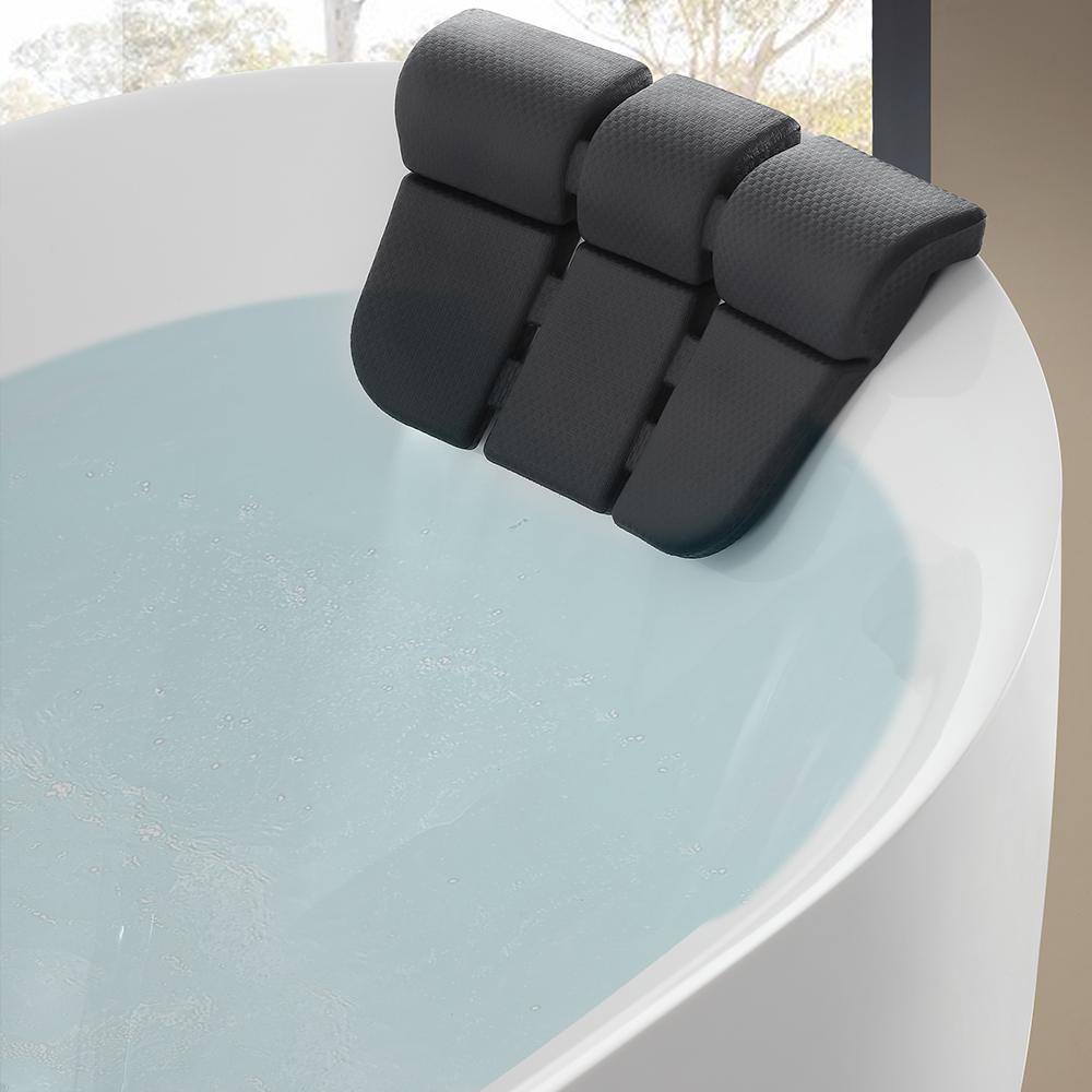 67'' White Freestanding Acrylic Whirlpool Bathtub with Faucet