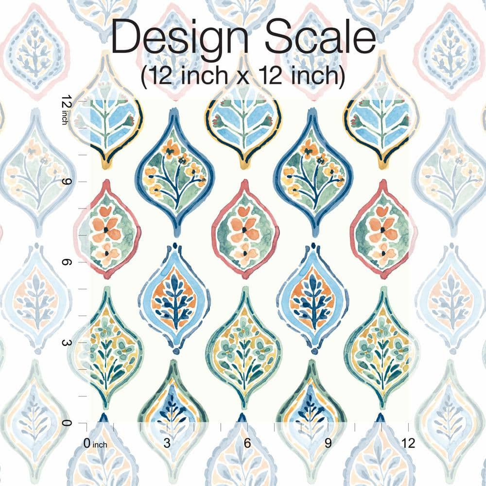 White Multicolor Moroccan Ogee Floral Wallpaper Roll