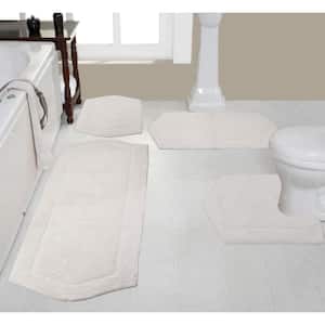 Waterford Collection 100% Cotton Tufted Non-Slip Bath Rug, 4 Piece Set, Ivory