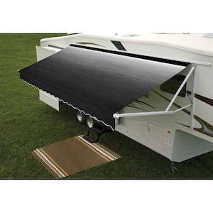 9100 Power Patio Awning with Black Weathershield - 16 ft., Onyx Linen Fade