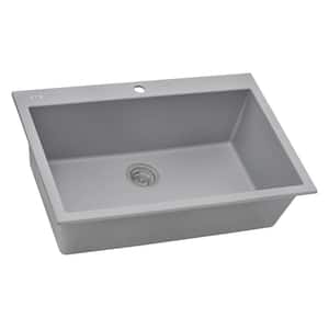 epiGranite Silver Gray Granite Composite 30 in. x 20 in. Single Bowl Drop-In Kitchen Sink