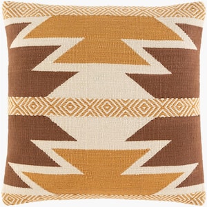 Castilian Camel Hand Woven Polyester Fill 20 in. x 20 in. Decorative Pillow