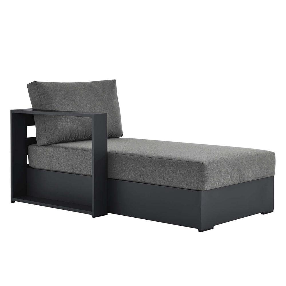 Gray Charcoal Aluminum Outdoor Chaise Lounge with Cushions
