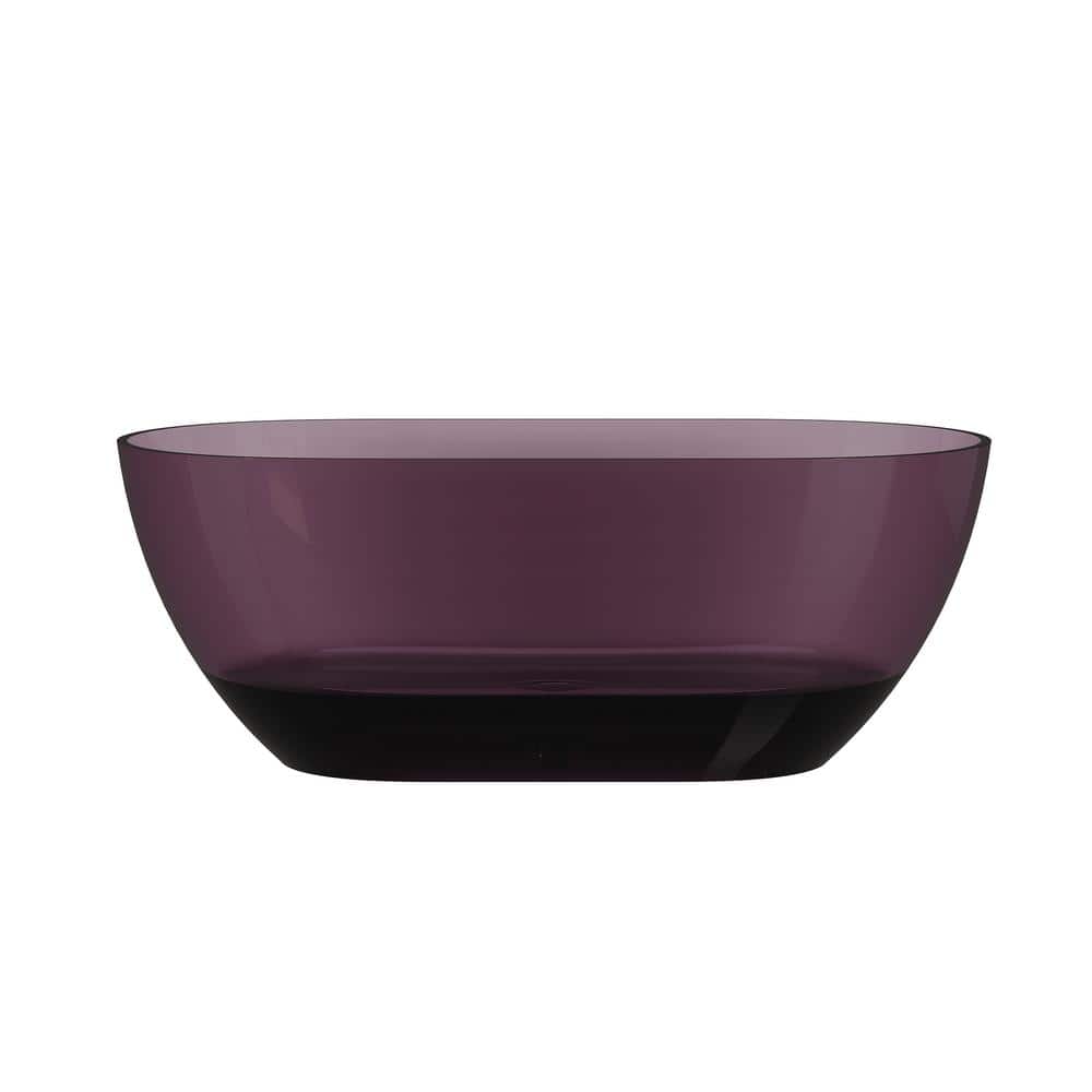 59-Inch Freestanding Transparent Purple Resin Bathtub