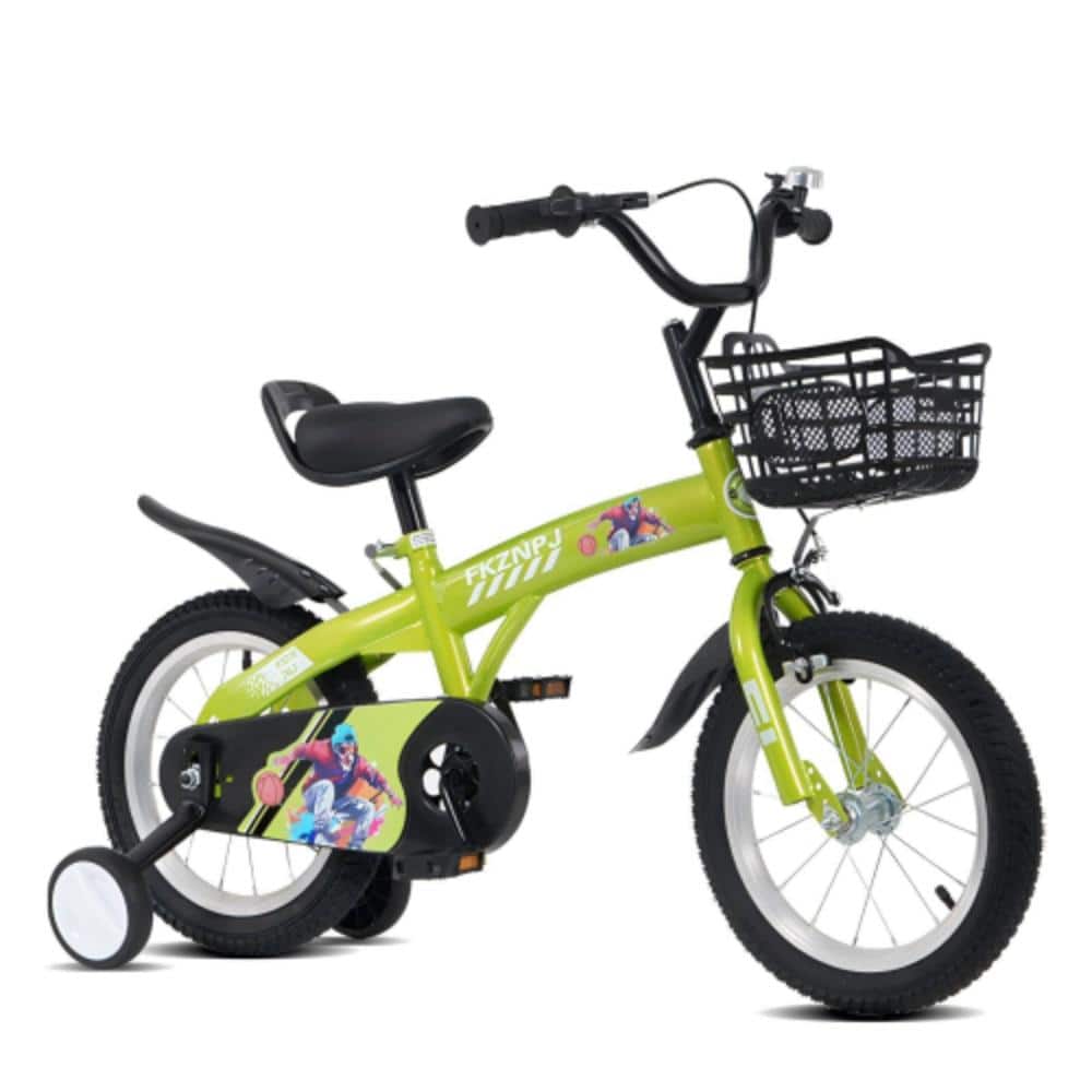 16 Inch Green Adjustable Saddle Kids Bike with Training Wheels and Kickstand for Ages 4-8 price history on PriceWatchPro