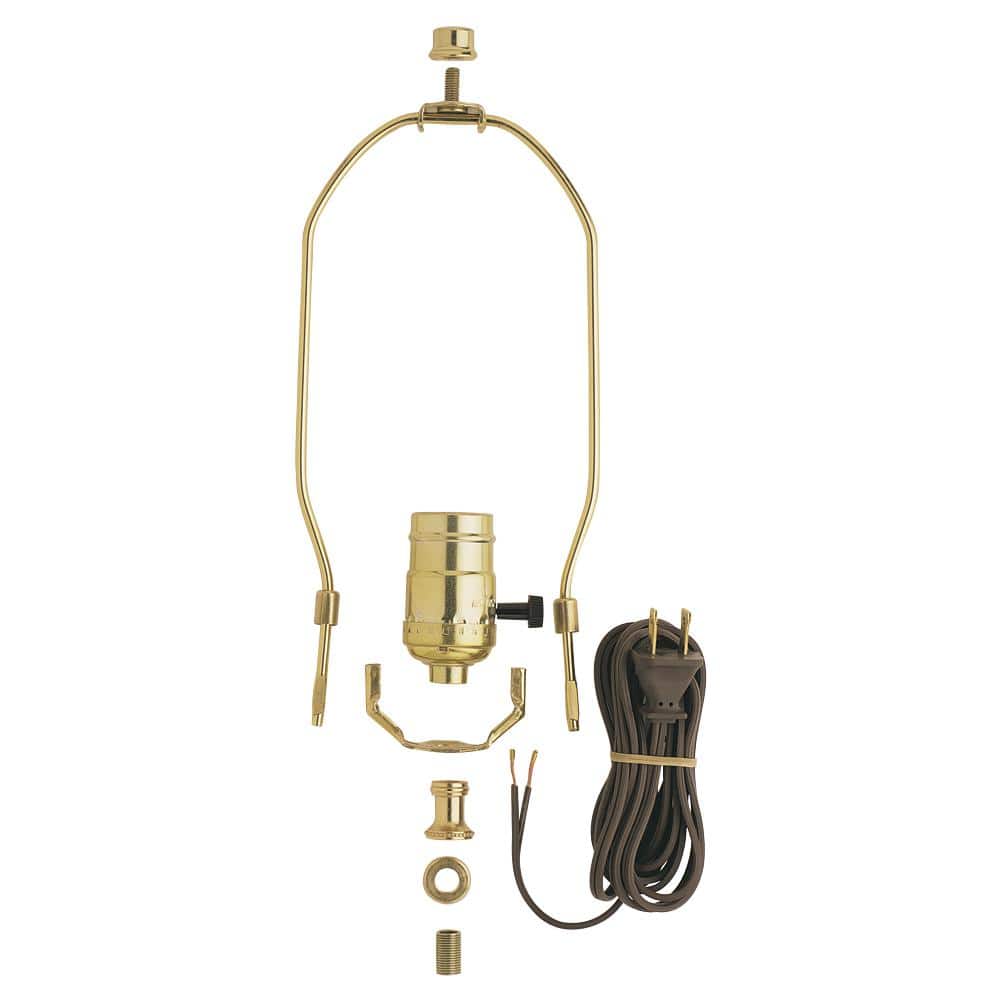 10" HARP ~ Antique Brass Table Lamp Wiring Kit ~ Push-Thru Socket ~ 8' Cord 