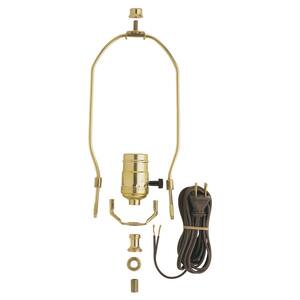 Brass DIY Make-A-Lamp Kit with 3-Way Turn Knob Lamp Socket