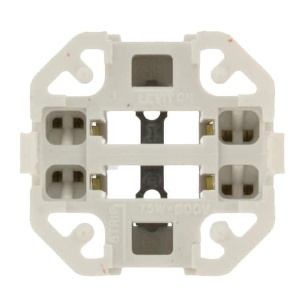 Leviton 75W G24q-3 Lamp Base 26W/ 32W 4-Pin Snap-In Compact Fluorescent Lampholder, White with Orange