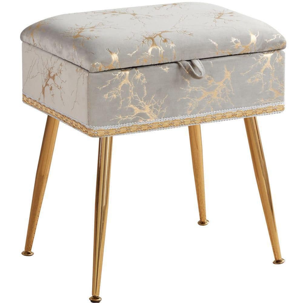 Dracelo 16.5 in. W x 19.3 in. H Vanity Stool in Gray B0B6BW5M4Q The