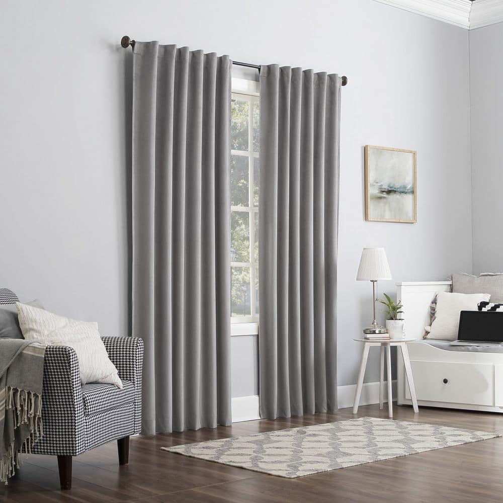 Gray Velvet Blackout Thermal Back Tab Curtain Panel