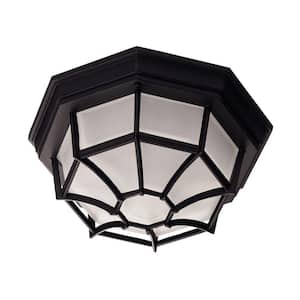 Exterior Collections 1-Light Outdoor Flush Mount in Black