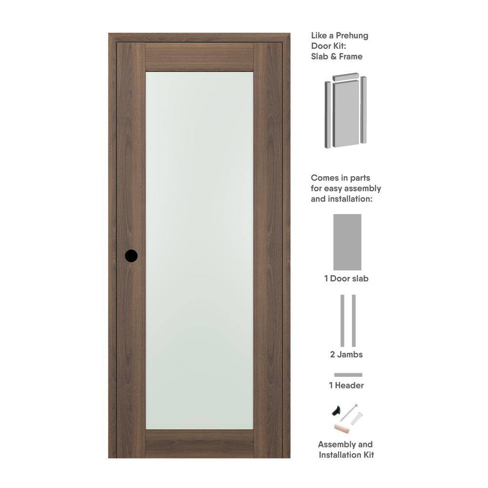 36 in. x 96 in. Right-Hand Solid Composite Core FullLite Frosted Glass Pecan Nutwood Wood Single Prehung Interior Door price history on PriceWatchPro