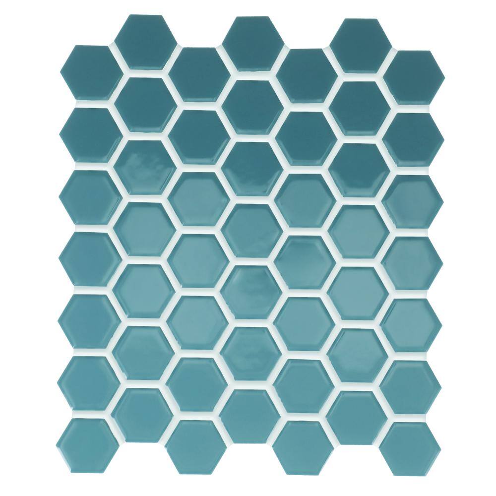 Urban Radiance Blue Ion 12 in. x 14 in. Glossy Ceramic Hexagon Mosaic Wall Tile (9.7 sq. ft./Case) price history on PriceWatchPro