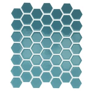 Restore Teal 10 in. x 12 in. Glazed Ceramic Hexagon Mosaic Tile (9.72 sq. ft./Case)
