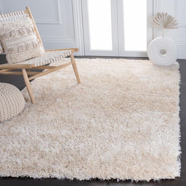 New Orleans Shag 3 ft. x 5 ft. Beige Solid Flokati Area Rug