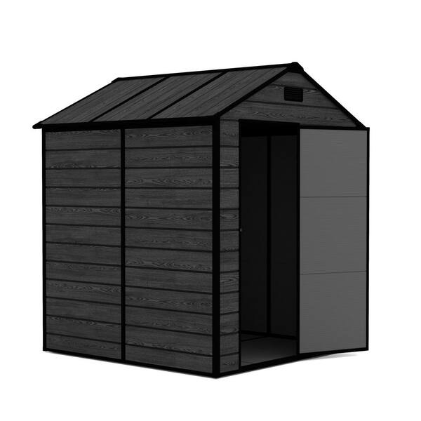 6 ft. W x 6 ft. D Resin Outdoor Storage Shed with Double Pitched Roof Lockable Door Window (36 sq. ft. ) in Black