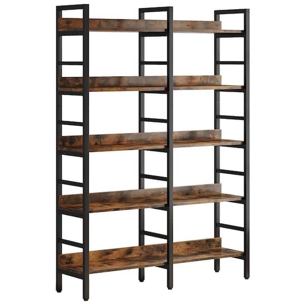 TRIBESIGNS WAY TO ORIGIN Perry 47.2 in. Wide Rustic Brown 5-Shelf Etagere Bookcase with Open Back