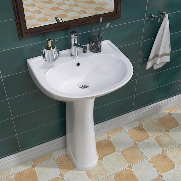 Zeafive 20 in. W x 31.5 in. H Modern Pedestal Bathroom Sink