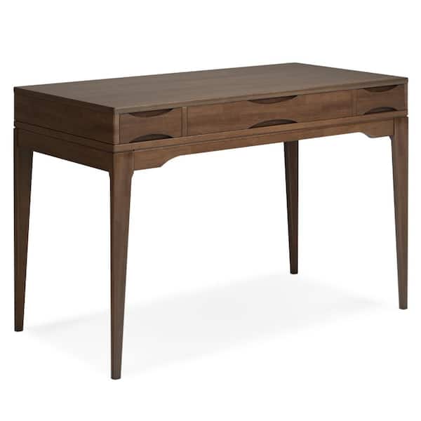 48 in. Rectangular Brown Wood One Drawer Desk with No Additional Features