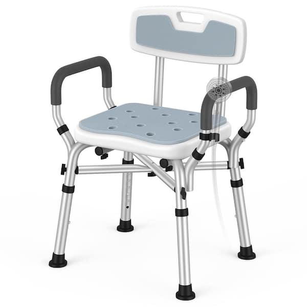 20.5 in. W Freestanding Heavy Duty Shower Chair with Adjustable Height, Non-Slip Feet, and Cushioned Seat Gray