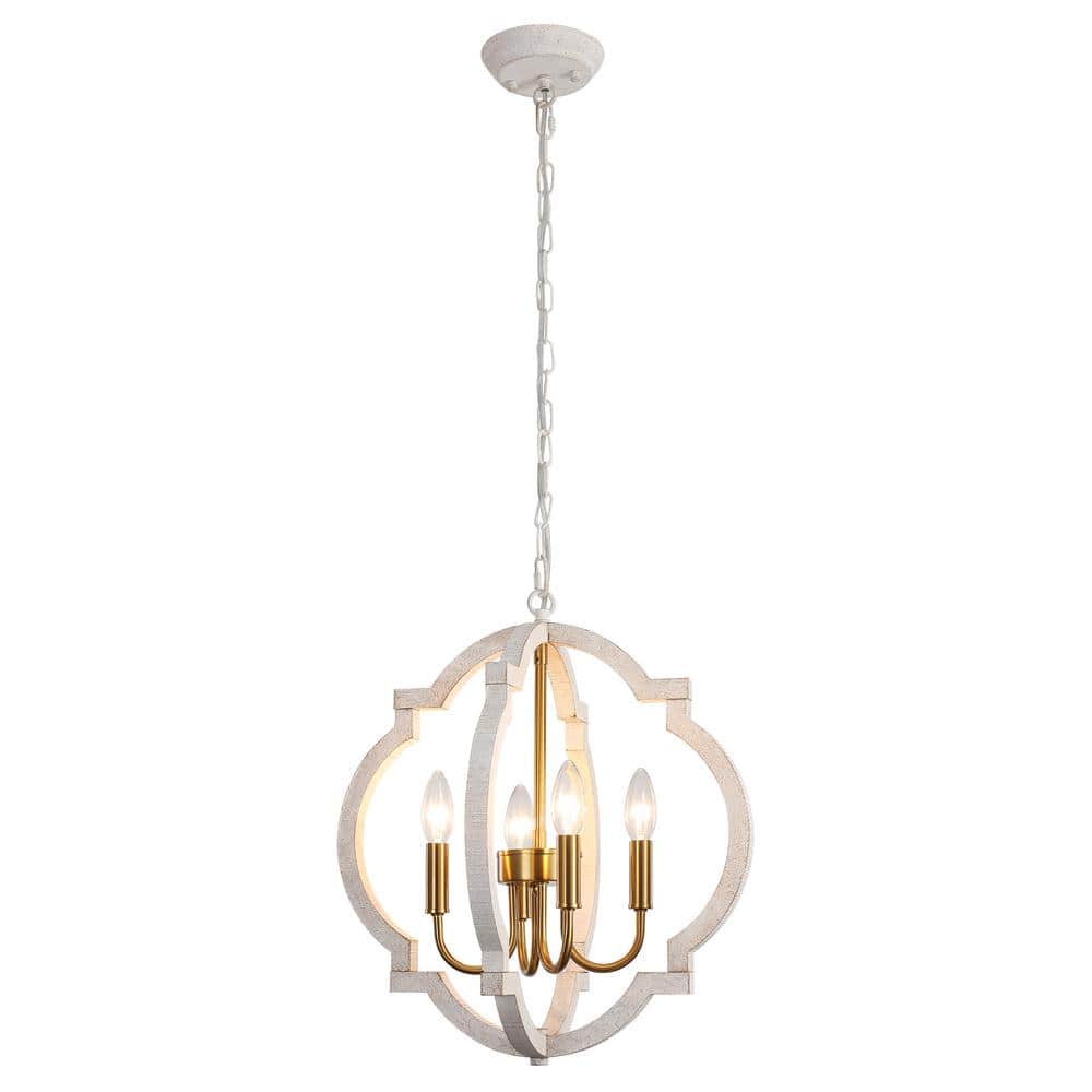 4-Light Gold Modern Chandelier Adjustable Hanging Pendant for Kitchen Islan
