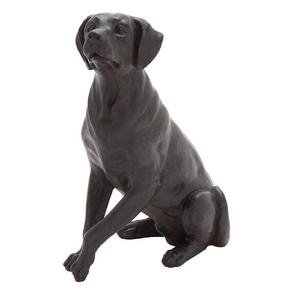 Litton Lane Brown Polystone Dog Sculpture 44715 - The Home Depot