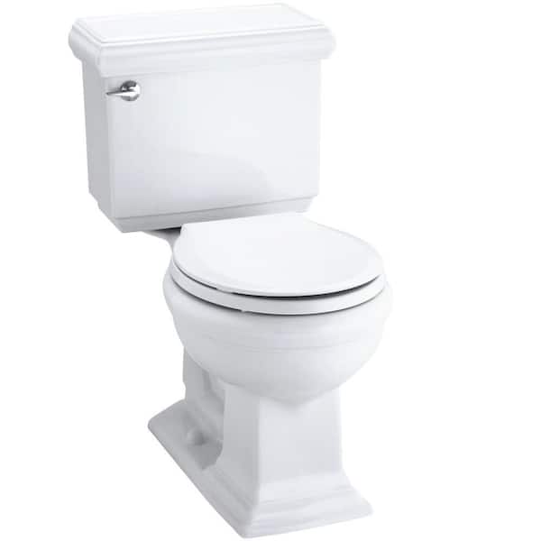 KOHLER Memoirs Classic Comfort Height 2-piece 1.28 GPF Single Flush Round Front Toilet in White, Cachet Q3 Toilet Seat Included