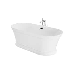 Serafina 67 in. x 31.5 in. Soaking Bathtub and Center Drain in White with Karina Freestanding Tub Filler in Chrome