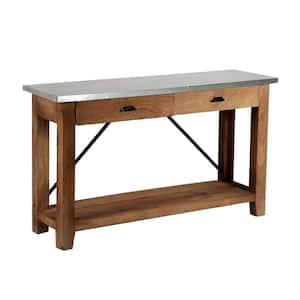 Millwork 50 in. Silver Rectangle Metal Console Table with 2-Drawers