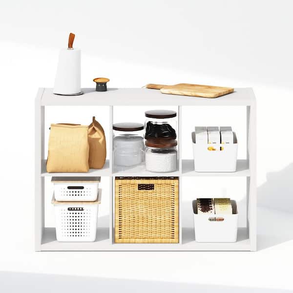 Cubic 43.78 in. Tall White Wood 6-Cube Bookcase