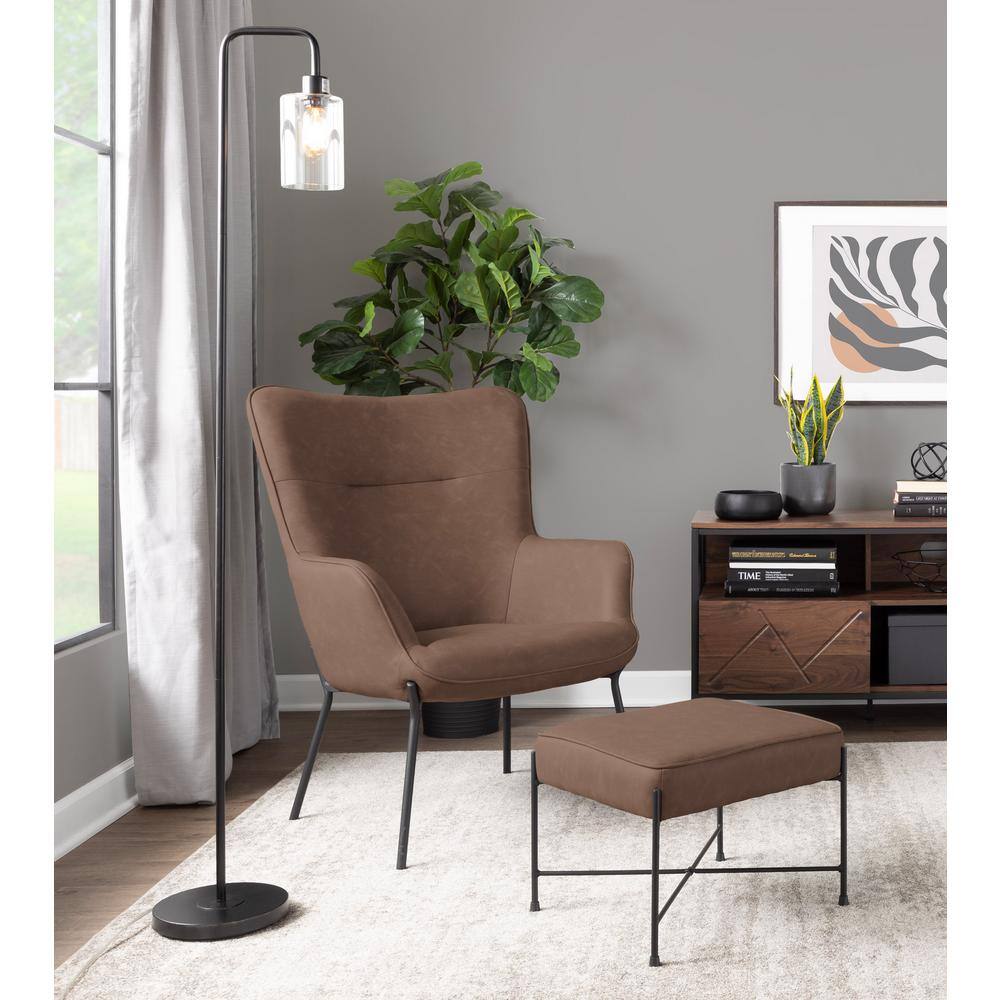 Espresso Faux Leather Industrial Lounge Chair with Metal Legs