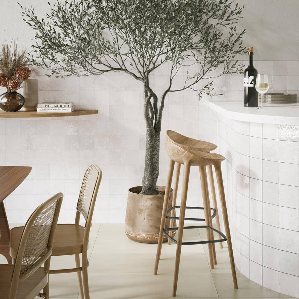 Glossy White Textured Ceramic 5x5 Wall Tile