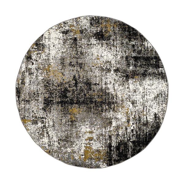 Adare Contemporary Abstract Yellow 8 ft. ROUND Area Rug