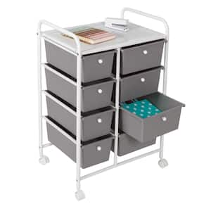 21.7 in. W x 30.6 in. H White/Gray Steel and Plastic 8-Drawer Cart