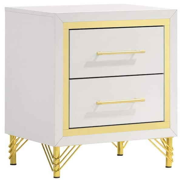 Coaster Lucia White 2 Drawer Nightstand Bedside Table