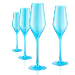 8 oz. Champagne Flute in Turquoise (Set of 4)