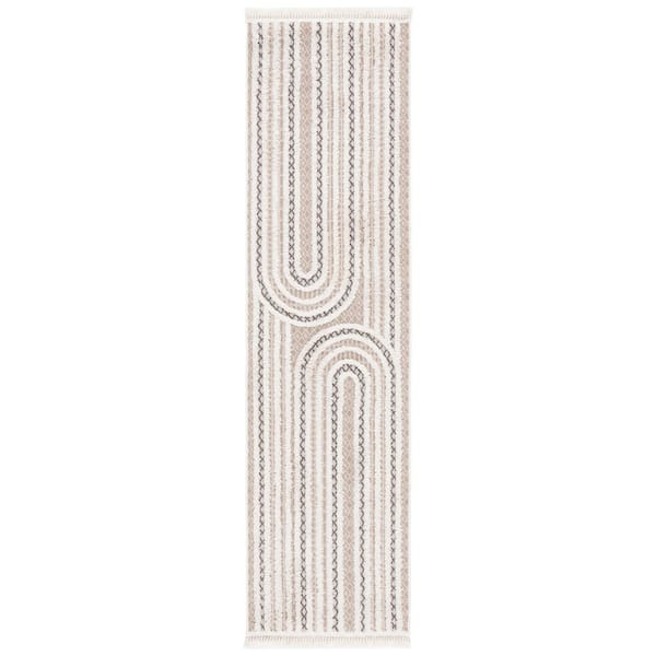 Urban 2 ft. x 10 ft. Beige/Ivory Geometric High-Low Runner Rug
