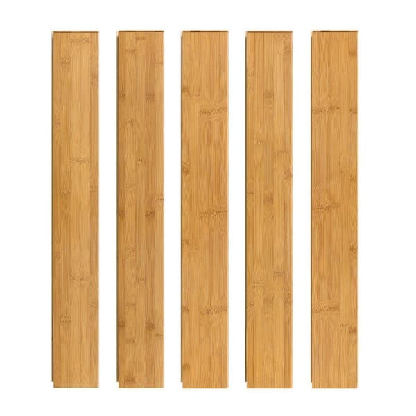 37.8 in. L x 3.78 in. W x 0.6 in. T Click-Lock Natural Solid Bamboo Hardwood Flooring, Honey (19.84 sq. ft. /Case)