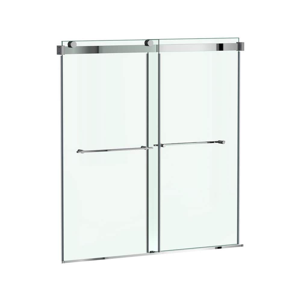 Aspirations 60 in. W x 60 in. H Sliding Frameless Tub Door in Silver Shine Finish with Clear Glass price history on PriceWatchPro