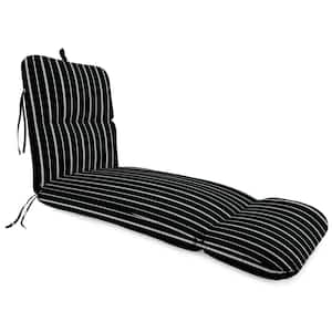 22 in. x 74 in. Outdoor Chaise Lounge Cushion w/Ties & Hanger Loop Pursuit Shadow Black Stripe Rectangular Knife Edge