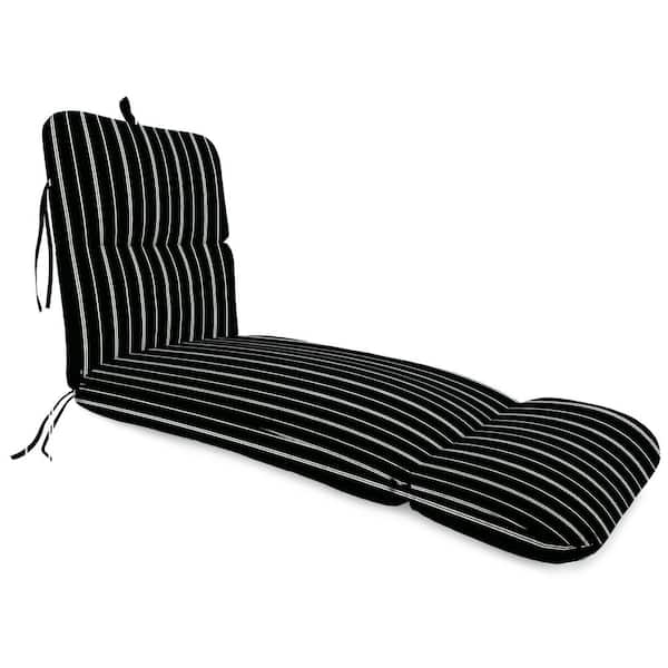 Jordan Manufacturing 22 in. x 74 in. Outdoor Chaise Lounge Cushion w/Ties & Hanger Loop Pursuit Shadow Black Stripe Rectangular Knife Edge