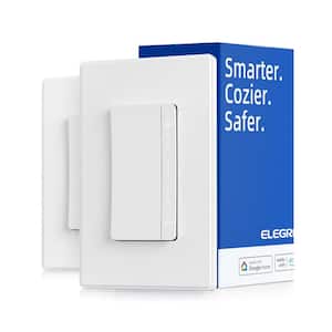 3.75 Amp Smart Single-Pole Illuminated Antimicrobial Rocker Smart Dimmer Light Switch, White (2-Pack)