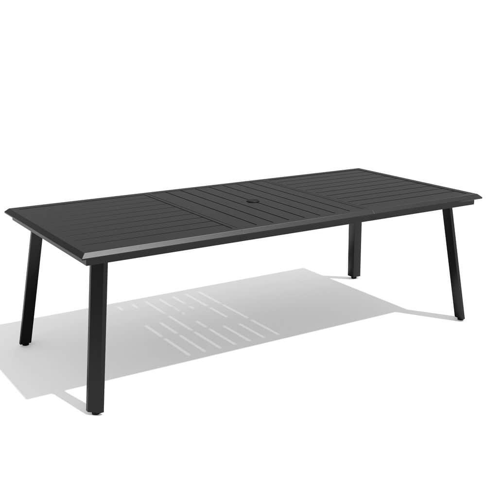 93.9 x 41.7 Inch Outdoor Dining Table for 6-8 Aluminum Outdoor Furniture with 1.7 in. Umbrella Hole in Bright Black price history on PriceWatchPro